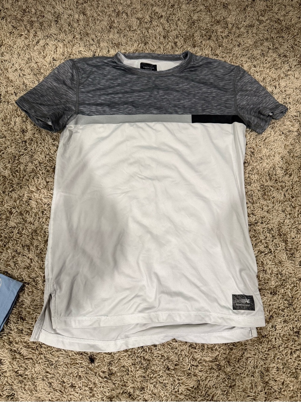 American Eagle Outfitters Short Sleeve Colorblock Crew Tee - Gray & White